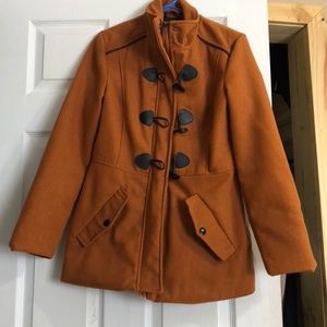Burnt Orange Pea Coat. Size small